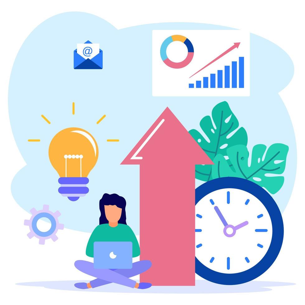 Home Illustration Graphic Cartoon Character Of Increased Productivity Free Vector